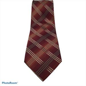 Kenneth Cole Silk Handmade Burgundy & Gold Tie